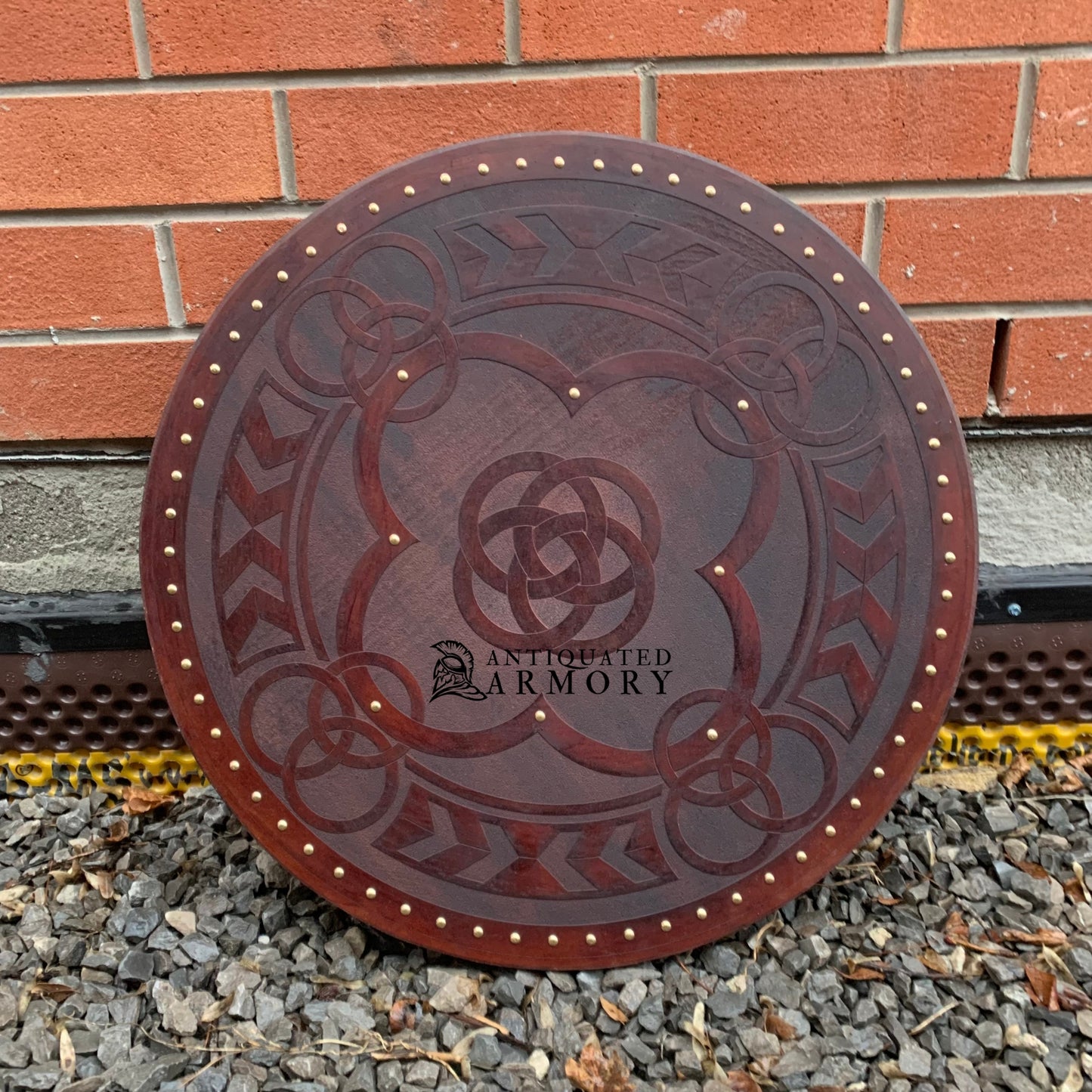 Viking Shield - Hand Carved Shield Real Viking Shield Wood LARP Shield Wood Celtic Five Fold Carved Viking Shield
