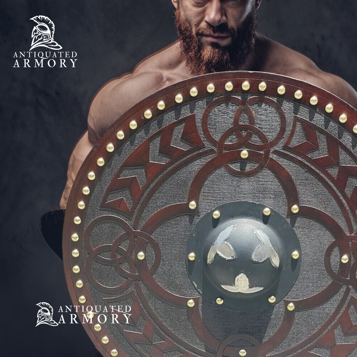 Viking Shield - Hand Carved Shield Real Viking Shield Wood LARP Shield Wood Celtic Five Fold Carved Viking Shield