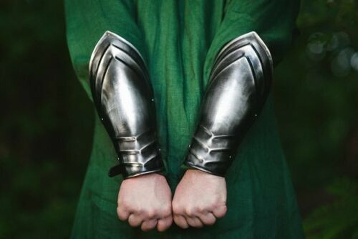 Medieval Steel Braсers Medieval Knight Armor Larp Hand Greaves Guard