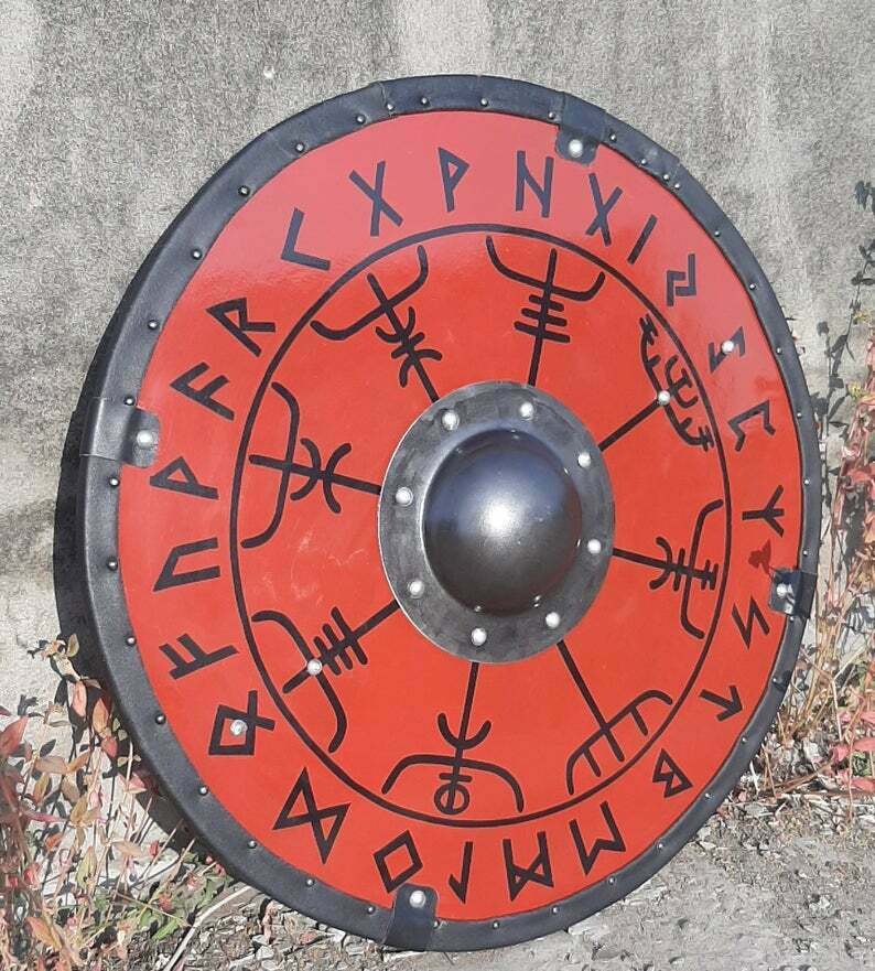 Smooth Vegvisir Runes Viking Shield