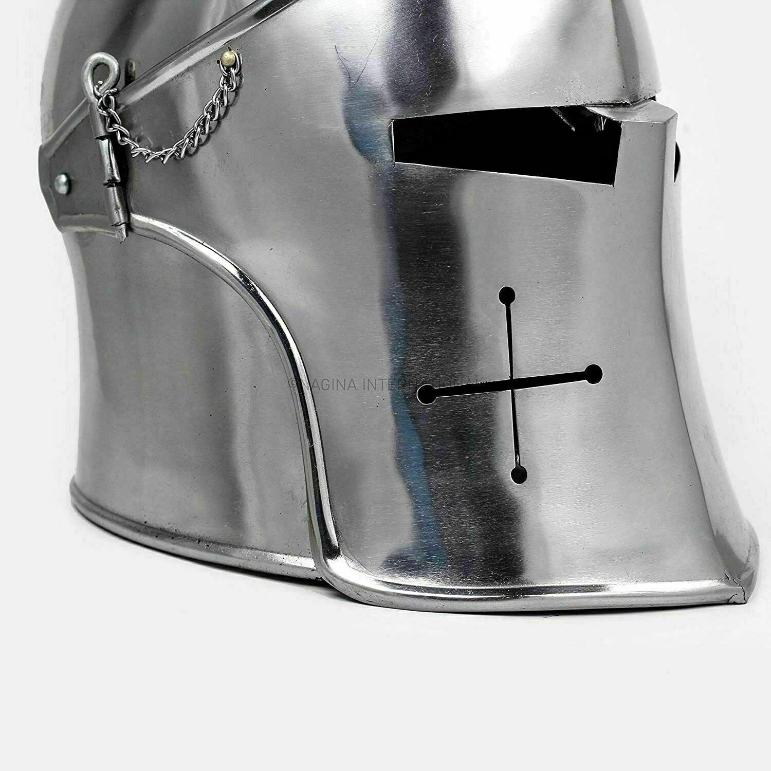 Medieval Barbuda Armor Helmet Brushed Steel Knights Templar Crusaders Halloween