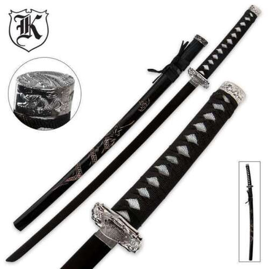 40" Black Dragon SAMURAI NINJA Bushido KATANA Japanese Sword Carbon Steel Blade