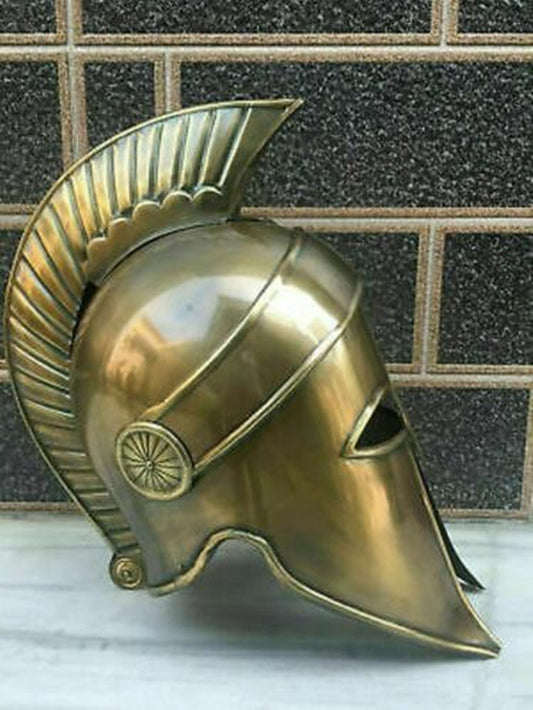 Antique Brass Muscle Jacket Armor Medieval & 300 Spartan Helmet