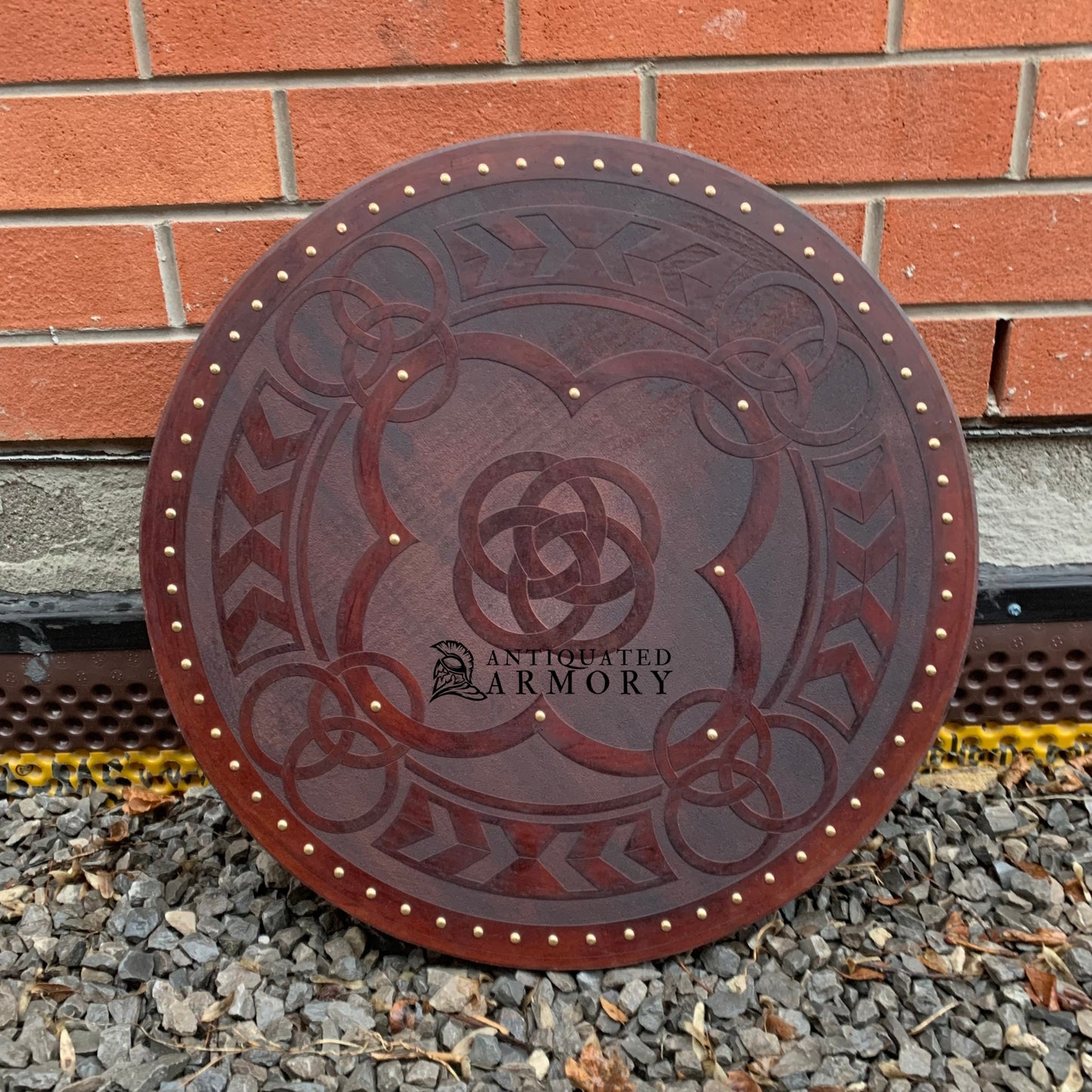 Viking Shield - Hand Carved Shield Real Viking Shield Wood LARP Shield Wood  Celtic Five Fold Carved Viking Shield