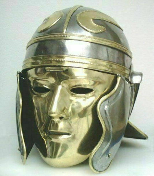 Medieval Knight Man Face Helmet Roman Gallic Centurion Steel Knight Helmet