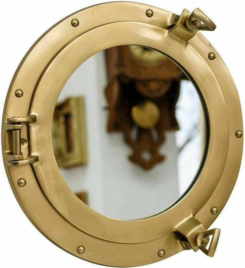 17" Brass Finish Porthole Nautical Maritime Ship Boat Wall Home Décor Gift