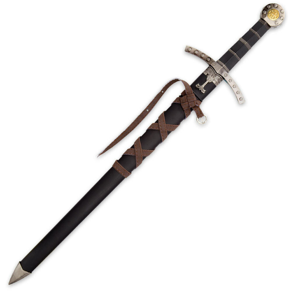 23" JERUSALEM ROSE Medieval Crusader SHORT SWORD Knight Historic Dagger + Sheath