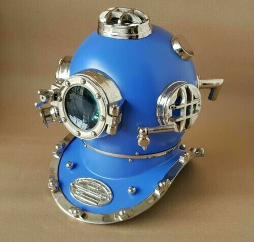 Antique Blue Diving Divers Helmet Deep Sea Scuba Vintage Mark V Helmet Replica