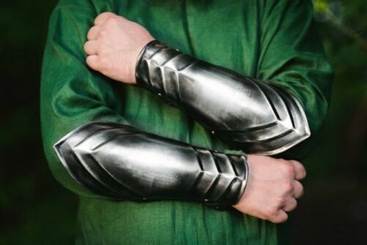 Medieval Steel Braсers Medieval Knight Armor Larp Hand Greaves Guard