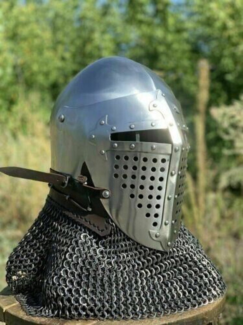 Medieval Steel Rao Bascinet Helmet 18 Gauge Knight Viking Helmet LARP SCA