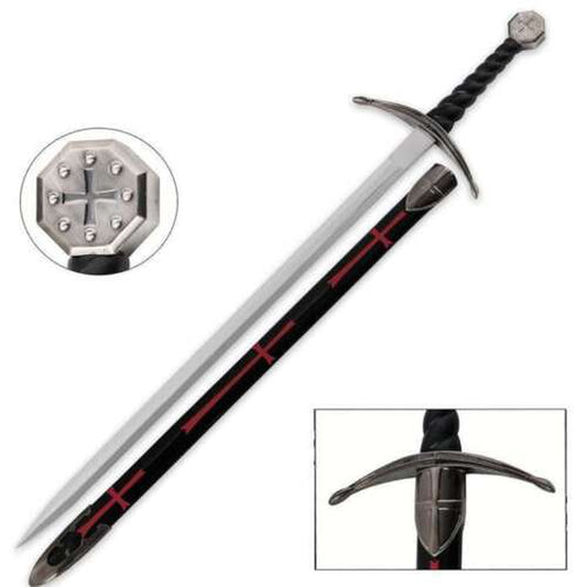 40" Historic Knights Templar Broadsword REAL STEEL Sword Cosplay Costume +Sheath