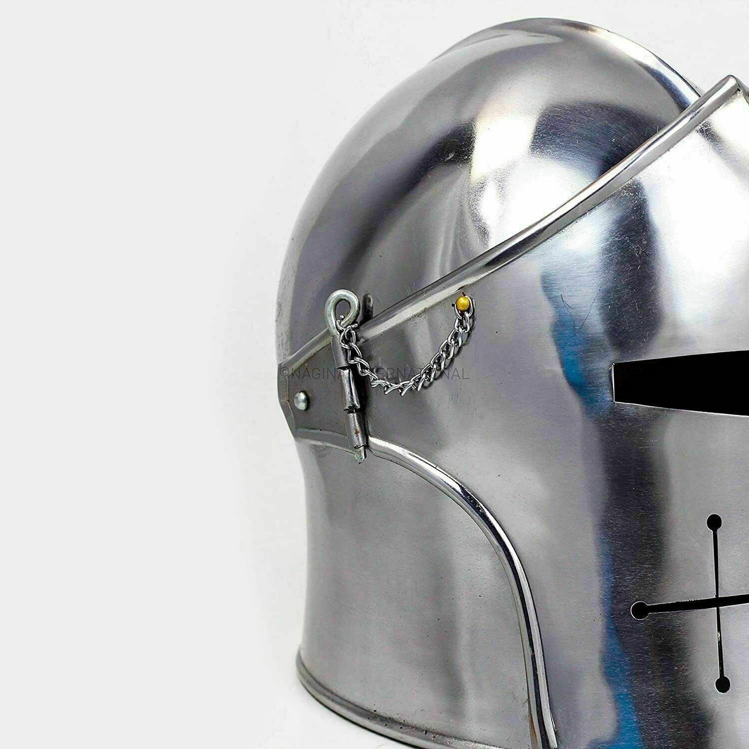 Medieval Barbuda Armor Helmet Brushed Steel Knights Templar Crusaders Halloween