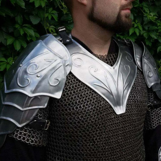 Medieval Larp Warrior Steel Thranduil Pair Of Pauldrons W Gorget Shoulder Armor