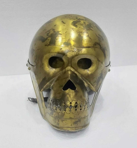 Medieval Skeleton Skull Helmet Full Face Armor Replica Knight Metal Copper