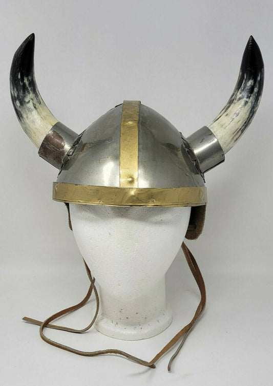 Medieval Metal Viking Helmet with Horns Armor