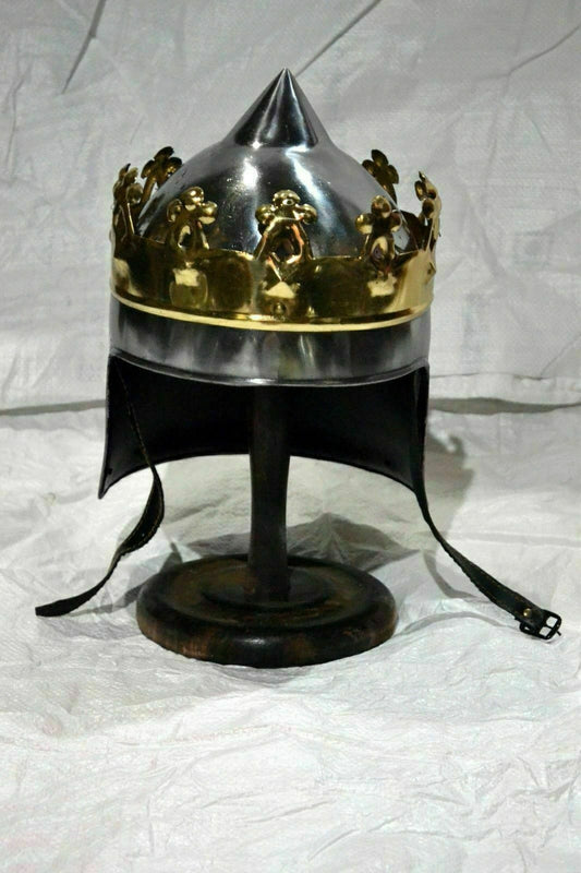 Annafi Medieval Monarch Knight King Richard Lionheart Two Tone Crown Helmet Gift