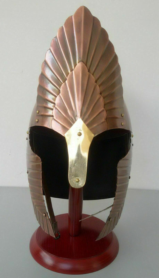 Medieval Elindil Helmet Roman Armor with Red Wooden Stand Reproduction Gift Item