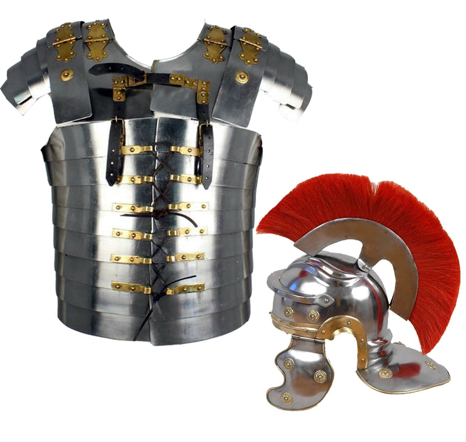 LORICA SEGMENTATA ARMOUR W/ ROMAN CENTURION HELMET RED PLUME ANCIENT ITEM